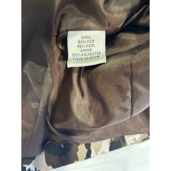 TALBOTS Black Ikat Floral Animal Print Silk Wool Blend Jacket Blazer Women's 16 - Picture 11 of 12